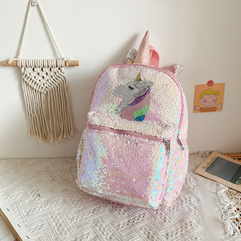 Women'S Bags Going Out - กระเป๋าเป้สะพายหลังลายยูนิคอร์นประดับเลื่อมสีชมพู น้ำหนักเบา ขนาดเล็ก สกรีนโลโก้ได้ แฟชั่นอเนกประสงค์ ใช้ได้ทุกวัน