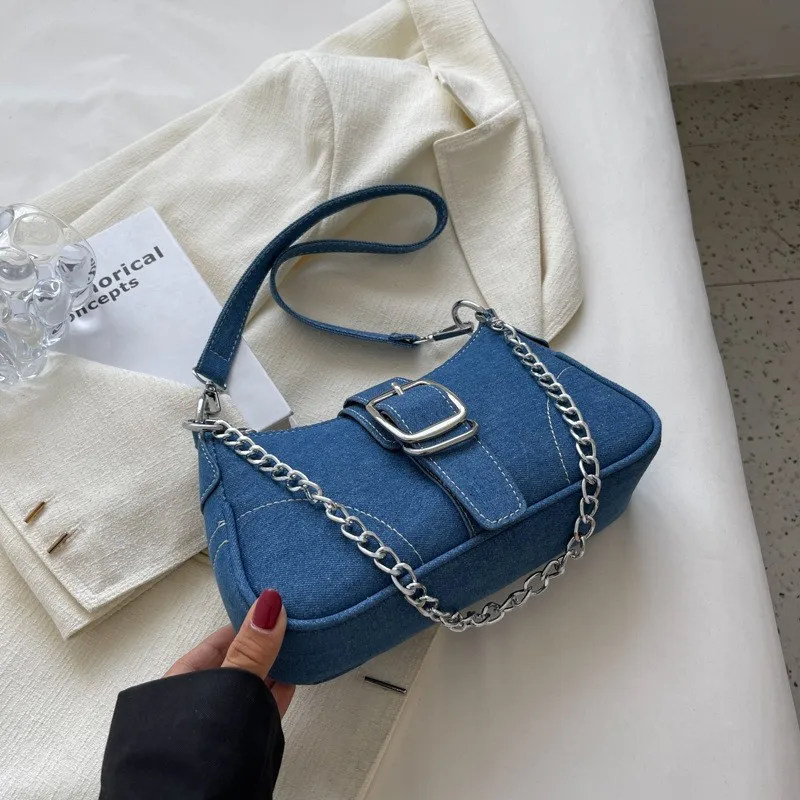 Women Bags Jeans - กระเป๋าผ้าแคนวาสสะพายไหล่ดีไซน์ใหม่ กระเป๋าสะพายข้างผู้หญิง ดีไซน์เฉพาะตัว แฟชั่นทันสมัย