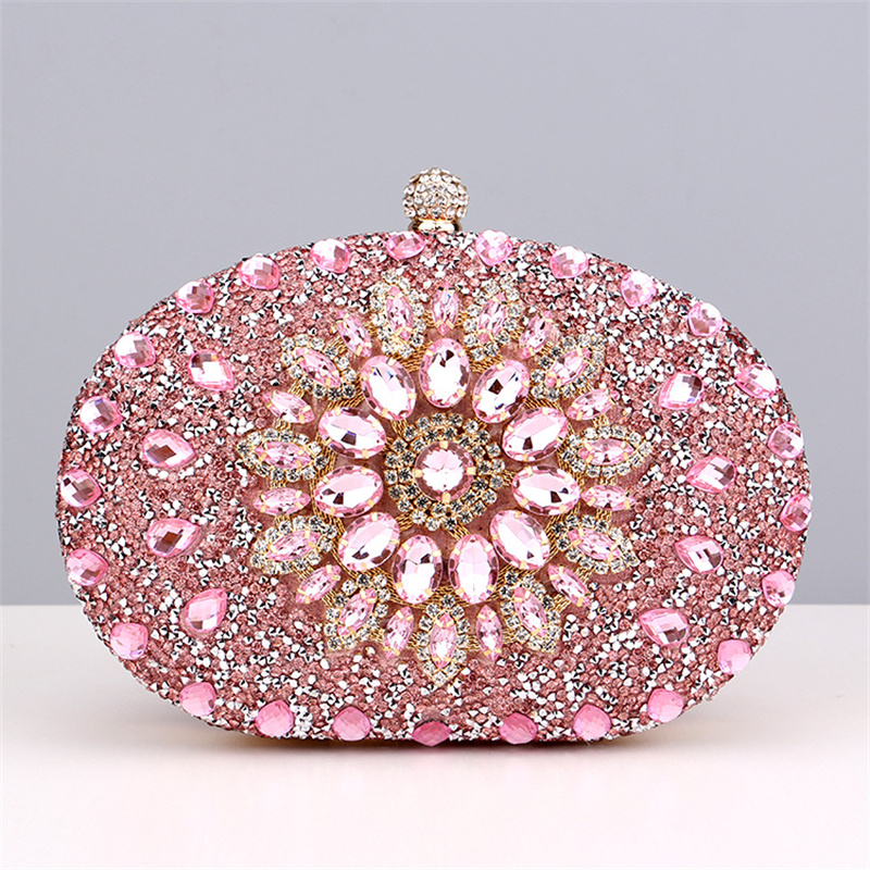 Clutch Bag Evening - กระเป๋าคลัทช์แมสเซ็นเจอร์สะพายไหล่เครื่องสำอางสตรีประดับคริสตัลเพชรสำหรับตอนเย็นกระเป๋าถือใส่โทรศัพท์สีทองสีเงินสีแดงสีชมพูสีดำ