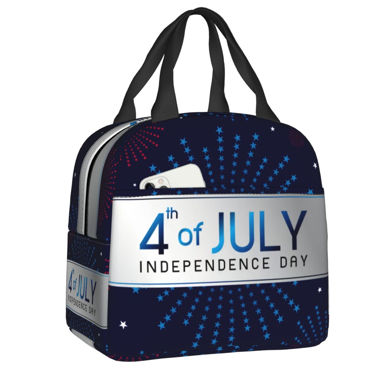 Women Bags Usa - ธงชาติอเมริกันแบบกำหนดเอง สุขสันต์วันที่ 4 กรกฎาคม ของขวัญจากสหรัฐอเมริกา กระเป๋าใส่อาหารกลางวันแบบมีฉนวนสำหรับผู้หญิง