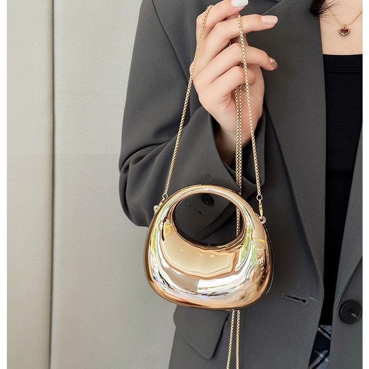 Clutch Bag Evening - กระเป๋าถือและกระเป๋าสะพายไหล่ขนาดเล็กสีทองสุดหรู ดีไซน์เก๋ไก๋ รูปทรงแปลกใหม่ เหมาะสำหรับงานปาร์ตี้ งานแต่งงาน กระเป๋าคลัทช์อะคริลิกเงางาม