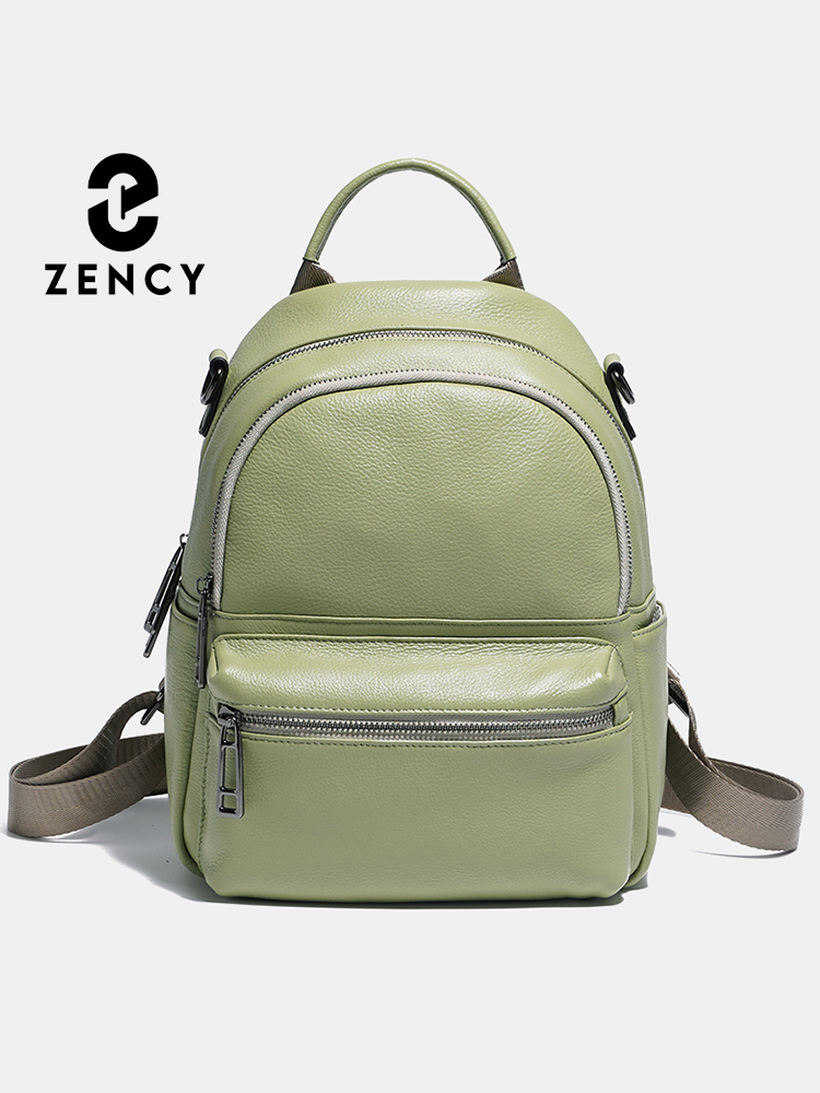 Women Bags Green - Zency กระเป๋าเป้กระเป๋าสะพายหลังหนังแท้ผู้หญิงกระเป๋าสะพายไหล่สำหรับเด็กผู้หญิงกระเป๋าสะพายไหล่สีขาวความจุขนาดใหญ่กระเป๋าสไตล์นักเรียนสีดำสีเขียว