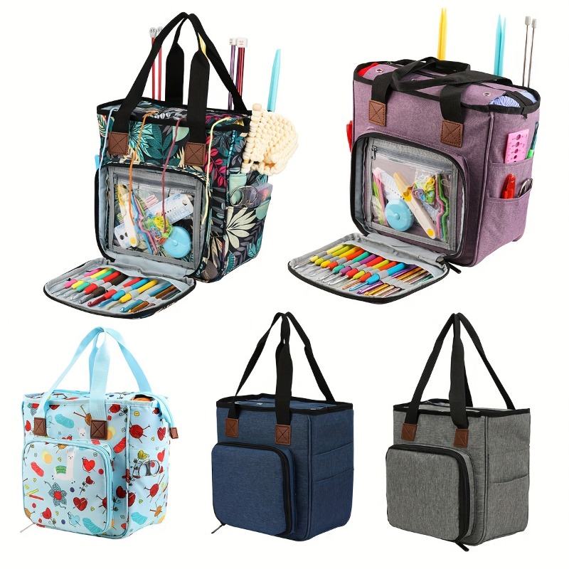 Crochet Market Bag - 1 ชิ้นขนาดใหญ่ความจุเส้นด้ายกระเป๋าแบบพกพาโครเชต์ Hook Organizer Travel ถักเครื่องมือ
