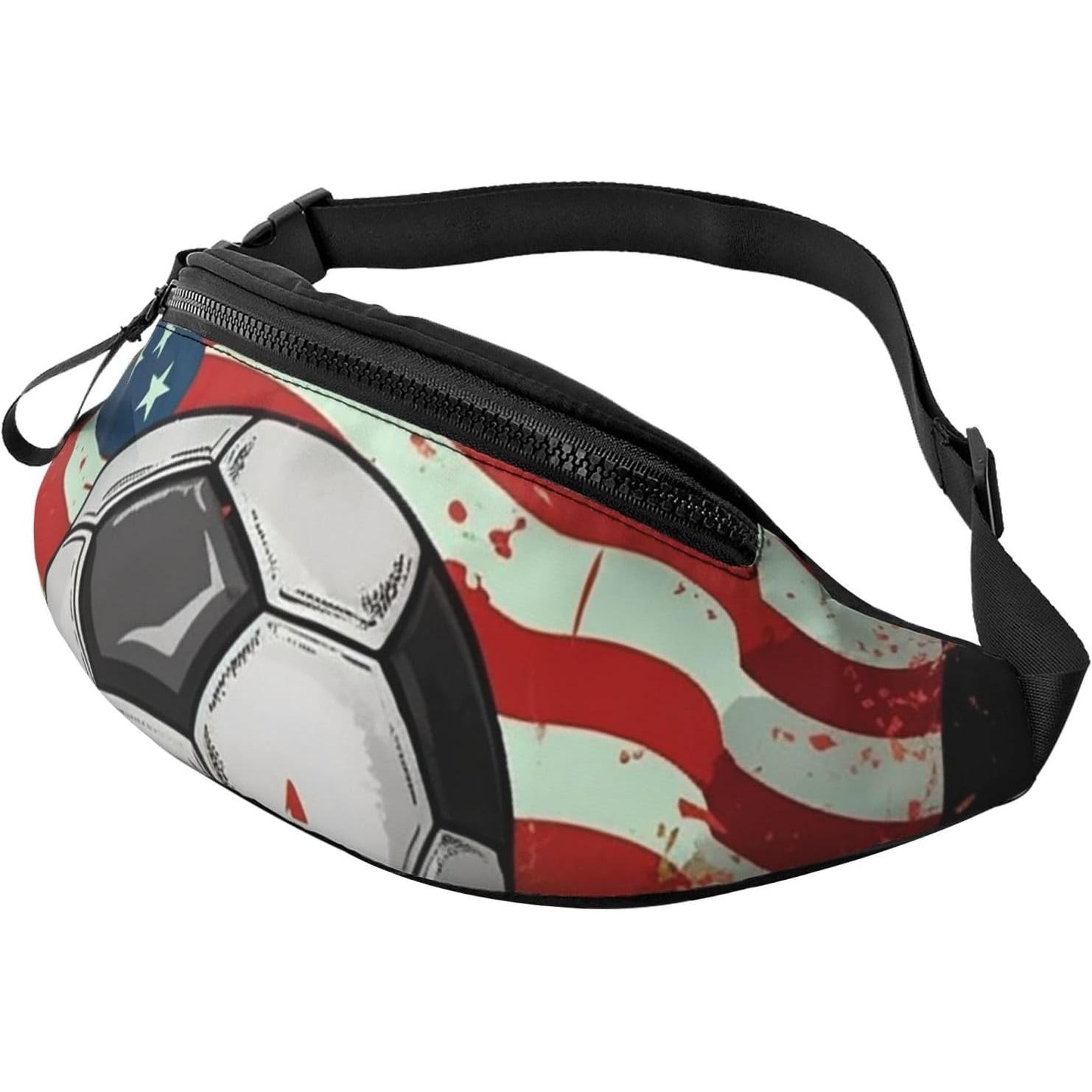 Women Bags Usa - กระเป๋าคาดเอวธงชาติอเมริกา Soccer USA สำหรับผู้ชายและผู้หญิง กันน้ำ กระเป๋าคาดเอวขนาดใหญ่
