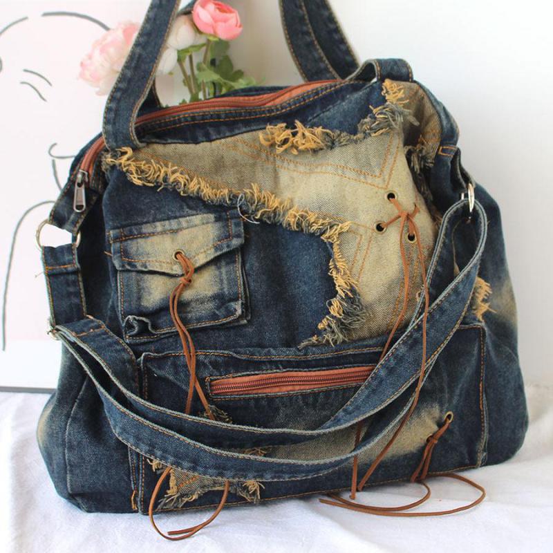 Women Bags Jeans - กระเป๋าสะพายข้างยีนส์สไตล์วินเทจ Y2K สำหรับนักเรียน ดีไซน์เท่และมีสไตล์ จุของได้เยอะ เหมาะสำหรับสาวๆ