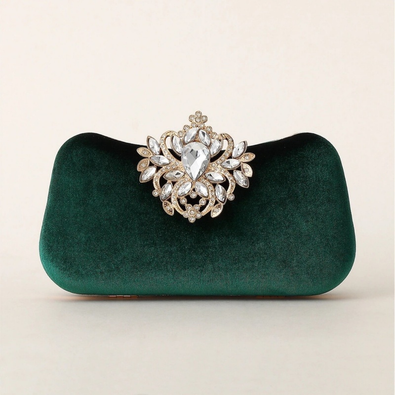 กระเป๋าคลัทช์กำมะหยี่สีเขียวเข - Clutch Bag Evening บทวิจารณ์และราคา