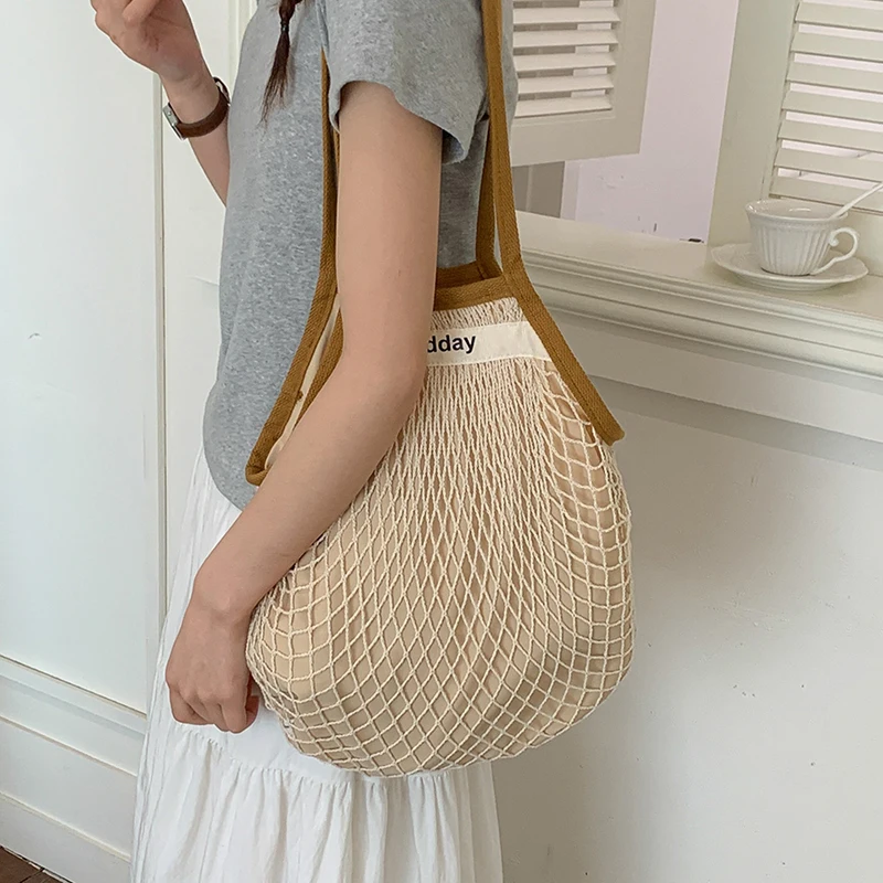กระเป๋าสะพายไหล่แบบโปร่งน้ำหนั - Crochet Market Bag บทวิจารณ์และราคา