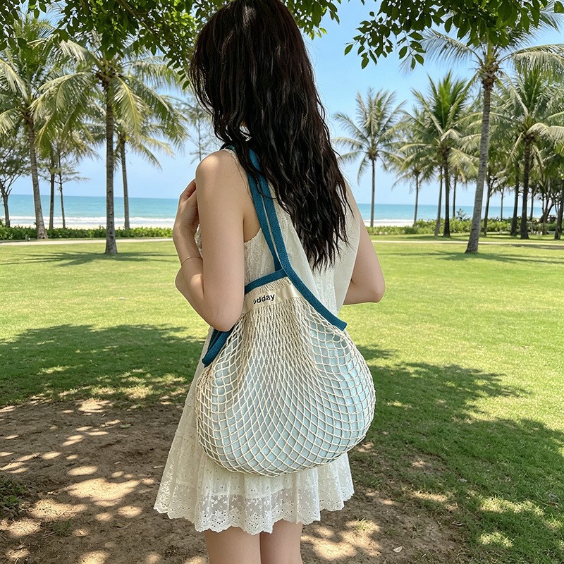 กระเป๋าสะพายไหล่แบบโปร่งน้ำหนั - Crochet Market Bag บทวิจารณ์และราคา