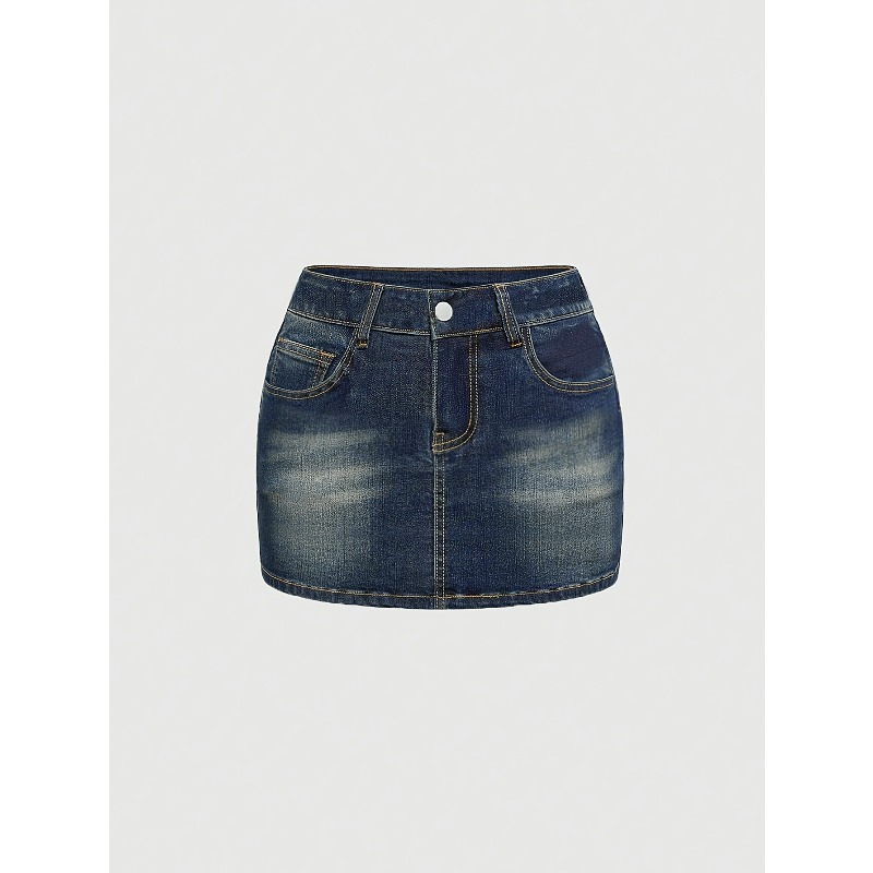 กระโปรงยีนส์สั้นทรงเรโทรสำหรับ - Women Bags Jeans บทวิจารณ์และราคา