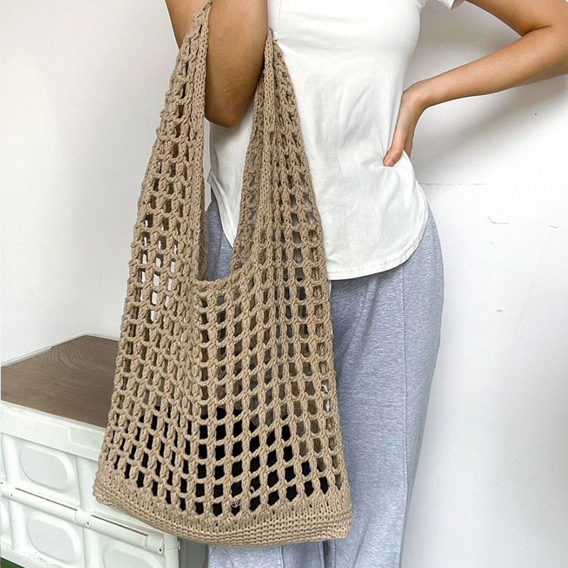 กระเป๋าถักโครเชต์แฟชั่นสำหรับผ - Crochet Market Bag บทวิจารณ์และราคา