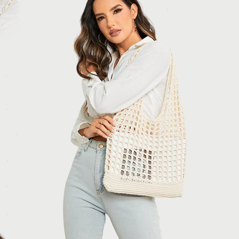 กระเป๋าถักโครเชต์แฟชั่นสำหรับผ - Crochet Market Bag บทวิจารณ์และราคา