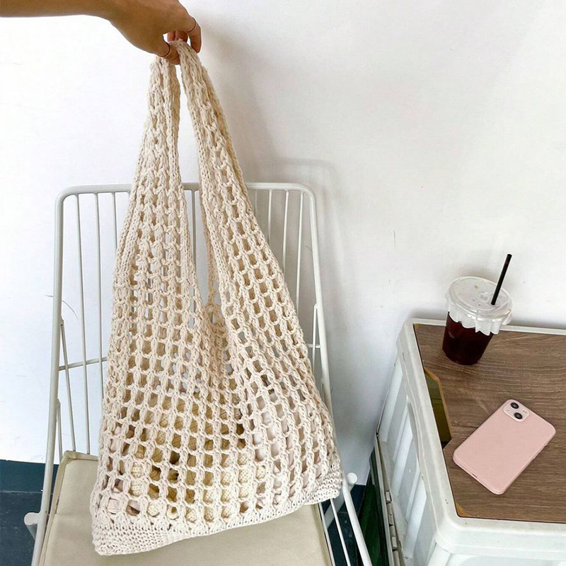 กระเป๋าถักโครเชต์แฟชั่นสำหรับผ - Crochet Market Bag บทวิจารณ์และราคา