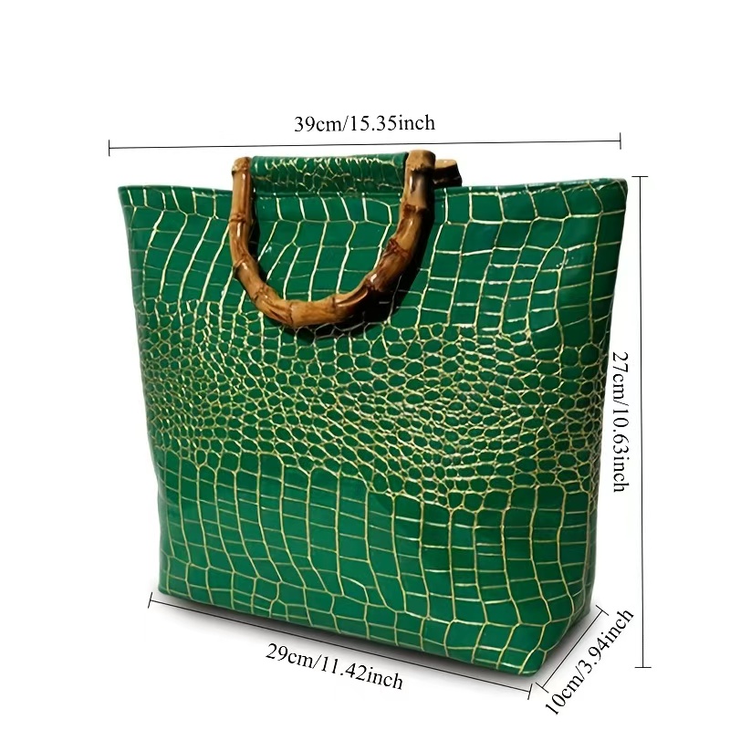 กระเป๋าโท้ทลายหนังจระเข้สีเขีย - Women Bags Green บทวิจารณ์และราคา