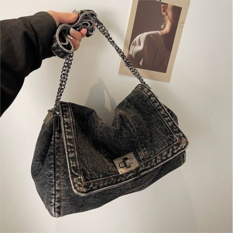 กระเป๋าโท้ทผ้ายีนส์สไตล์ฮาราจู - Women Bags Jeans บทวิจารณ์และราคา