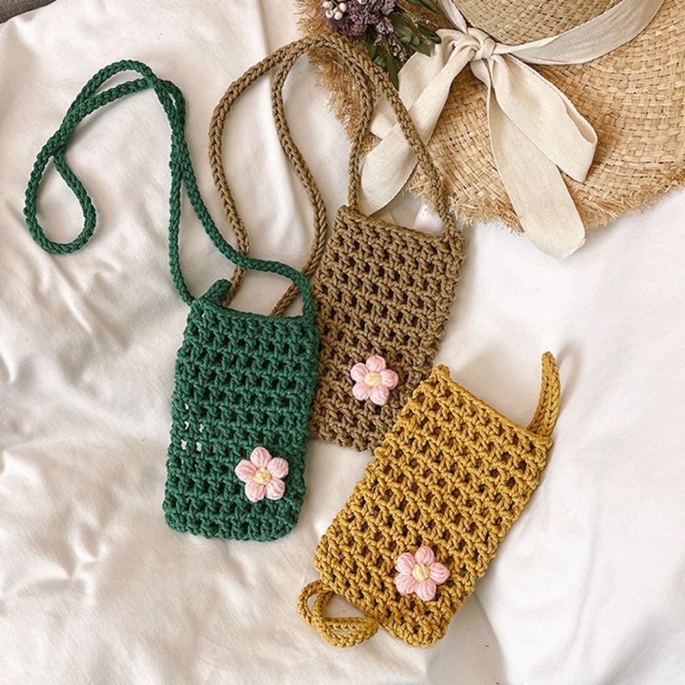 กระเป๋าสะพายข้างลายดอกไม้ถักน่ - Crochet Market Bag บทวิจารณ์และราคา