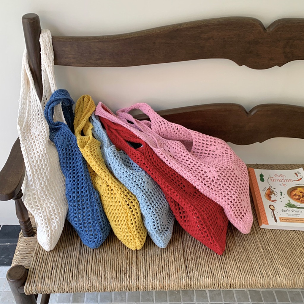 กระเป๋าโครเชต์แฮนด์เมด กระเป๋า - Crochet Market Bag บทวิจารณ์และราคา