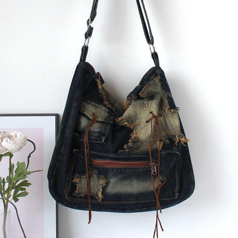กระเป๋าสะพายข้างยีนส์สไตล์วินเ - Women Bags Jeans บทวิจารณ์และราคา