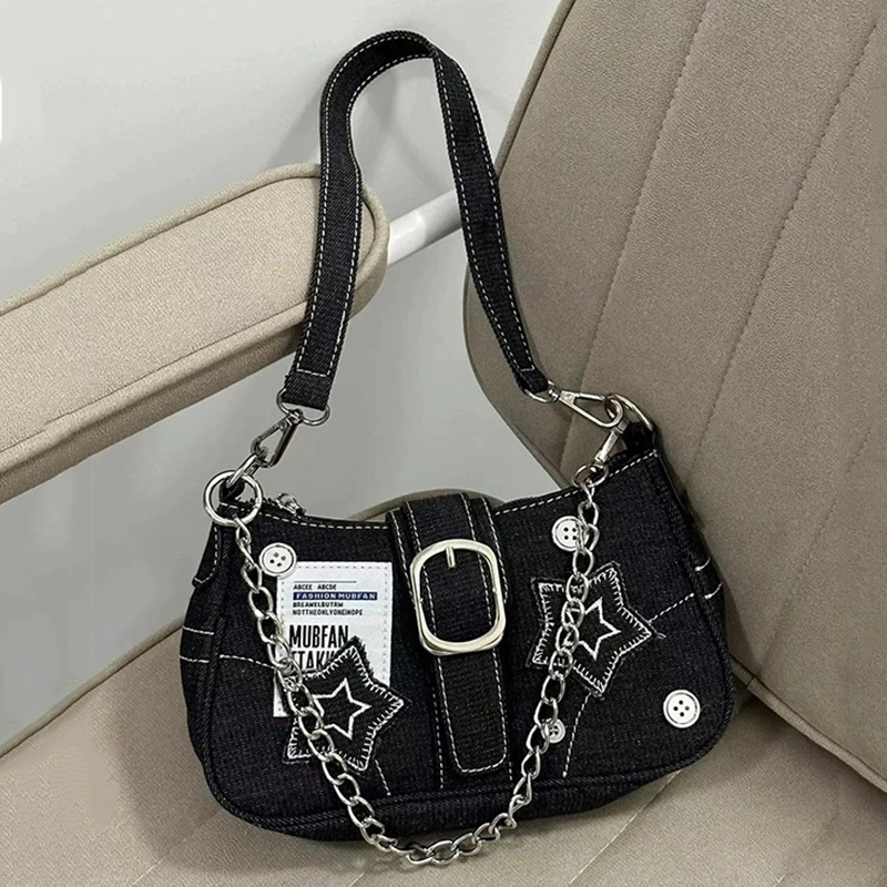 กระเป๋าถือผู้หญิงสไตล์ Y2k ลาย - Women Bags Jeans บทวิจารณ์และราคา