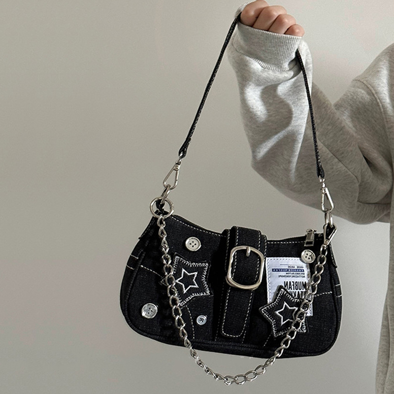 กระเป๋าถือผู้หญิงสไตล์ Y2k ลาย - Women Bags Jeans บทวิจารณ์และราคา