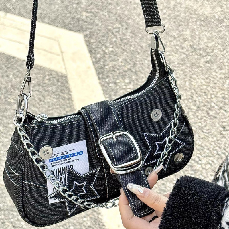 กระเป๋าถือผู้หญิงสไตล์ Y2k ลาย - Women Bags Jeans บทวิจารณ์และราคา